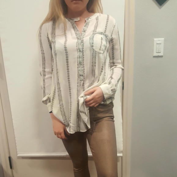 Free People Tops - 🍬Free People oversized Tunic Top white & Gray S/P